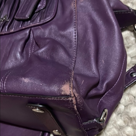 Coach Purple Leather Satchel with Silver Accents - Picture 15 of 16